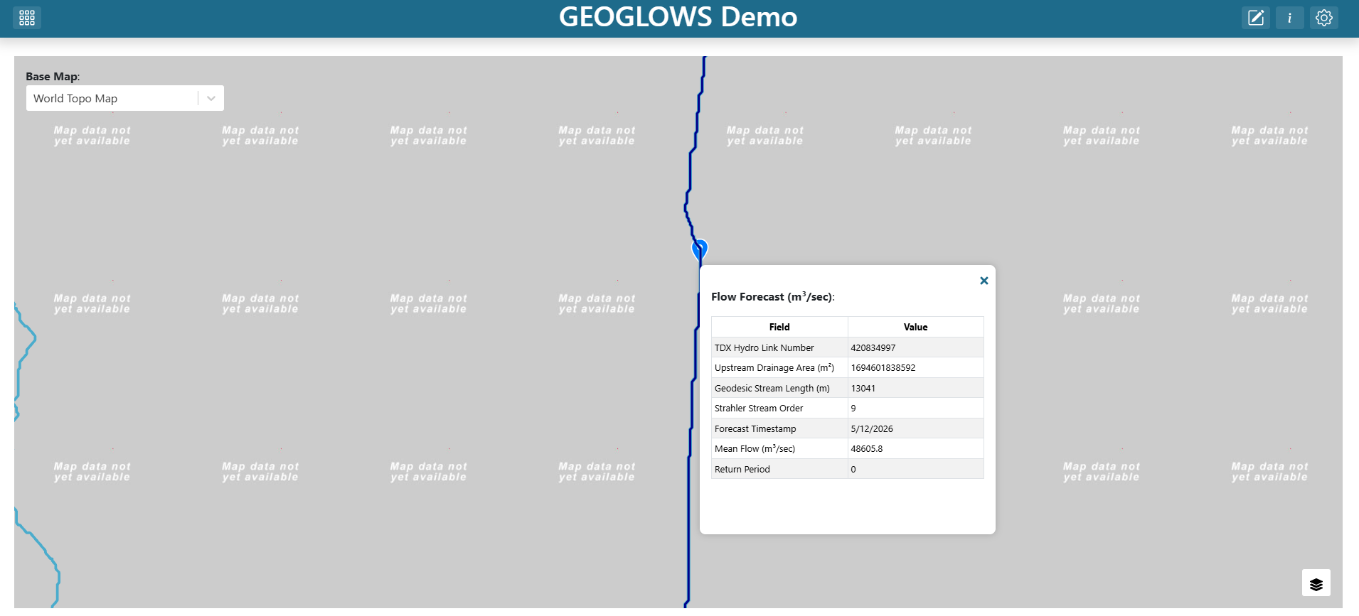 Final dashboard with the base map switched and a popup open
